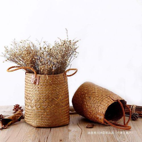 Internet celebrity flower basket, handmade straw woven stor-