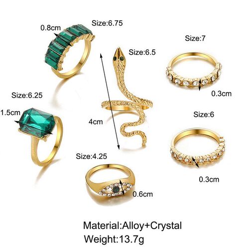 European Devils Eye Ring Set 6Piece Creative Retro SnakeShap