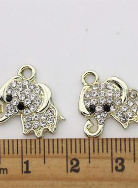 10Pcs Silver Plated Crystal Elephant Charm Pendant for Jewel