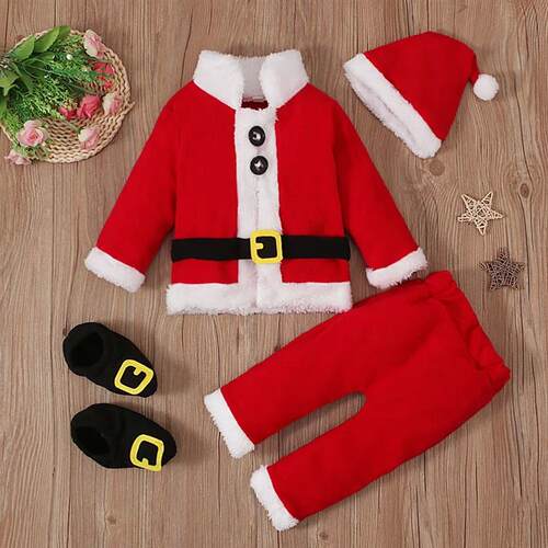 Christmas Cosplay Baby Girl Clothes Suit Santa Claus Red New