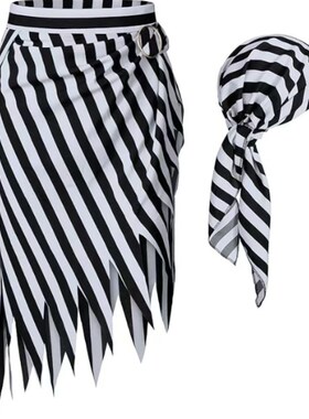 Pirate Turban Accessories splay stume Burnt Pointed Striped