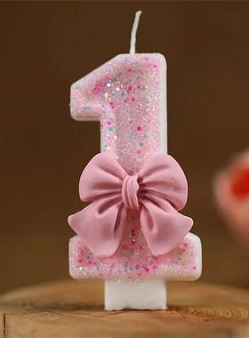 1Pcs Pink Bow Childrens Birthday Candles 0-9 Number Purple