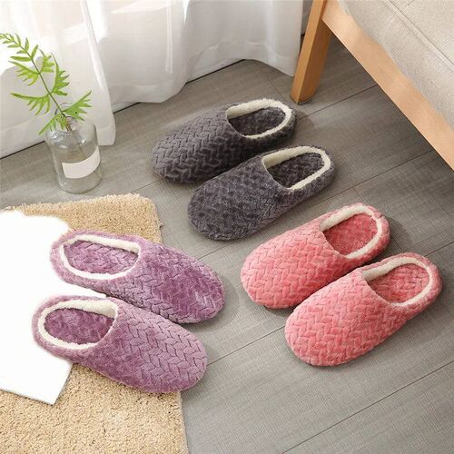 Women Winter Home Fur Slippers Cartoon Cat Non-Slip Soft War