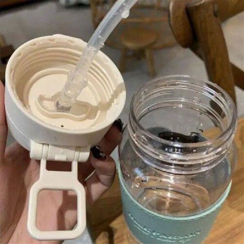 500ml Water Bottle with Straw Pop-Up Cover Sippy Portable