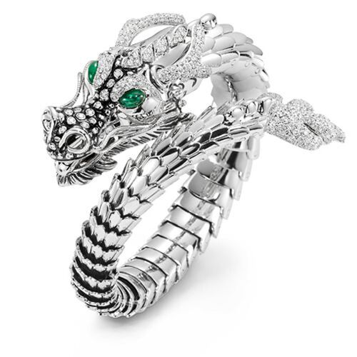 Huitan Whole Dragon Open Ring for Men Green Eyes Heroic Spir