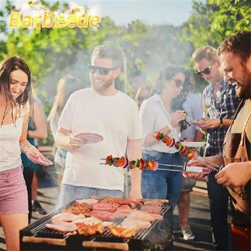 Barbecue Skewers With Long Wooden Handles Round Fork Baking