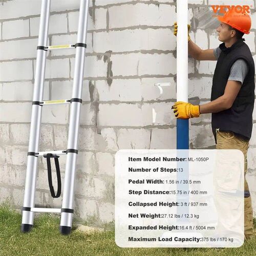 16.4FT Telescoping Extension Ladder - Multi-Button Retractab