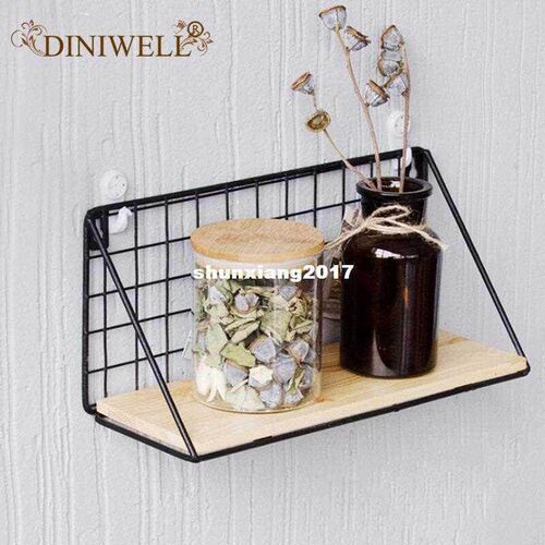 Simplicity Style Wood Iron Wall Hanging Basket Home