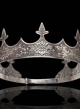 Baroque Vintage Royal Black King Crown For Men Diadem Full R