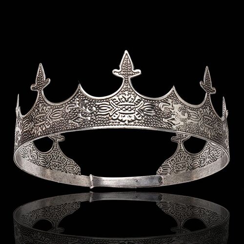 Baroque Vintage Royal Black King Crown For Men Diadem Full R
