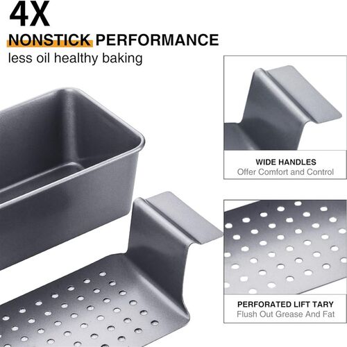 Meatloaf Pan with Drain Tray Baking Bread Loaf Pan