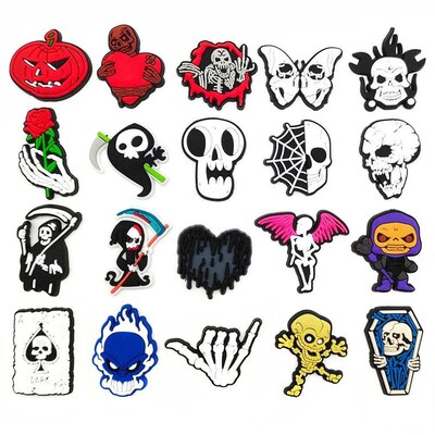 Horror Skeleton Croc Charms Witch Ghost Shoe Charm Spooky Sh