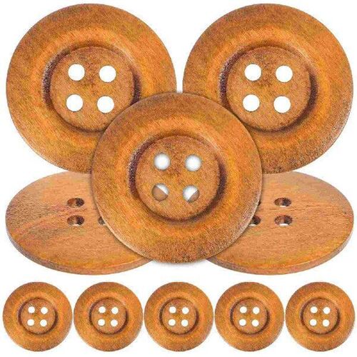 10 Pcs DIY Wood Snaps Button Wooden Buttons Coffee Round