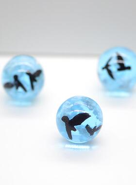 10Pcs Chic Transparent Acrylic Resin Round Ball Pendant Blue