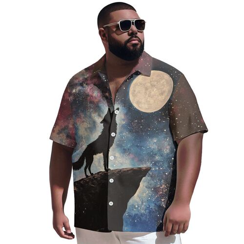 Mens Plus Size Shirt Short Sleeve Printed Trade Beach Holid