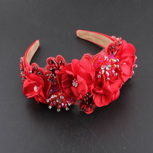 Baroque Luxury Shiny Rhinestone Crystal Pearl Flower Headban