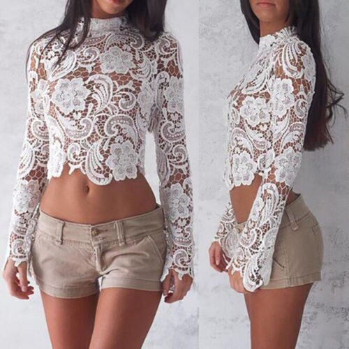 New Elegant Fashion Women Casual Lace Tops Long Sleeve Loose