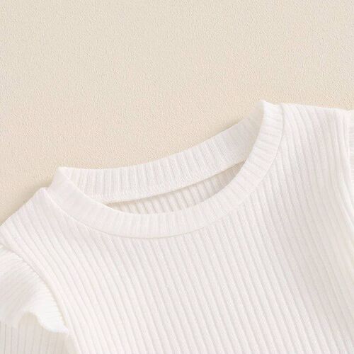 1-5Y Little Girls Autumn Outfits Ribbed Long Sleeve ops + Fl