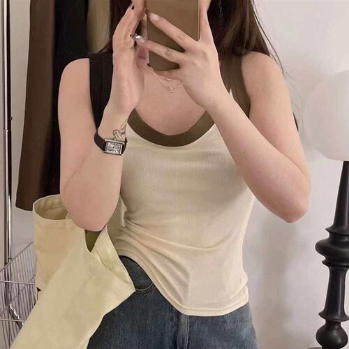Contrast Color Vest Womens New Outer Wearing Slim Fit Inner