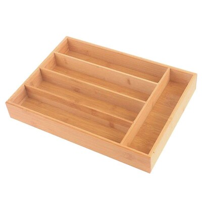 Kitchen Drawer Cutlery Tray 5 Compartments Wooden Utensil Si
