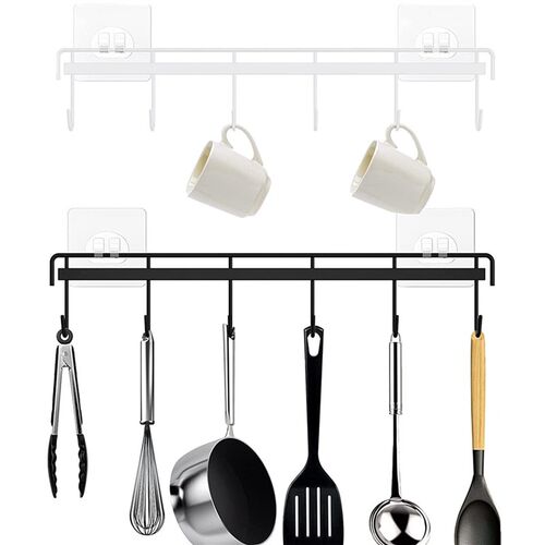 Kitchen Self-adhesive Rack 6 Hooks 2 Packs Kitchen Utensil H