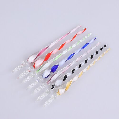 1pc Handmade Glass Lampwork Pen With 3D Flower Inside Crysta