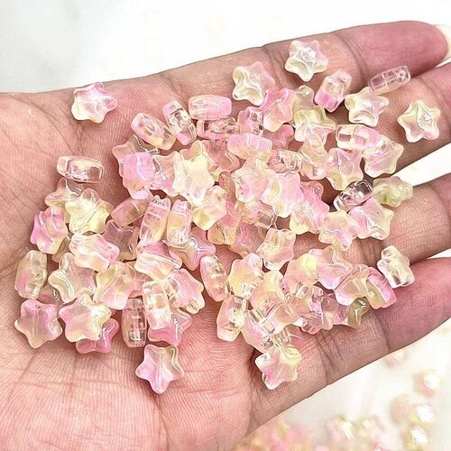 New 30pcs 8mm Five-pointed Star Matte Glass Beads Loose Spac