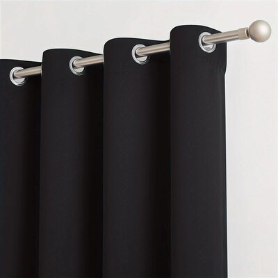 2pcs Modern 100% Blackout Solid Curtains, Window Curtains fo