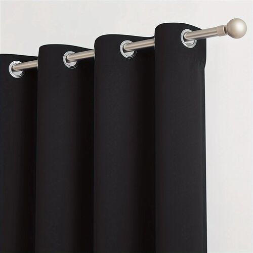2pcs Modern 100% Blackout Solid Curtains, Window Curtains fo