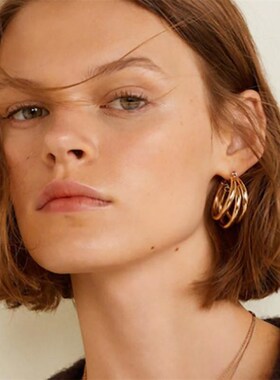 Women Big Geometric Statement Gold Metal Drop Earrings耳环女