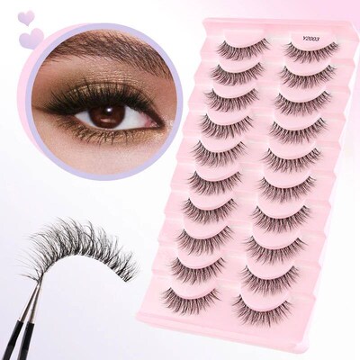 3/10 Pairs Natural Full False Eyelashes Strip Soft 3D Mink L