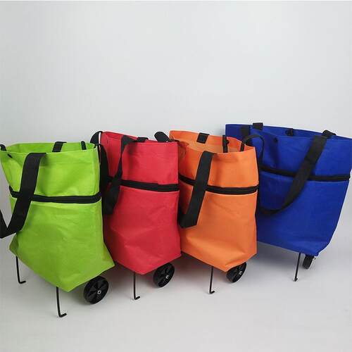 Portable Foldable Wheeled Shopping Bag with Large CapacityTh