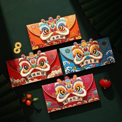 4pcs Dragon Spring Festival Red Envelope, Cartoon Red Envelo