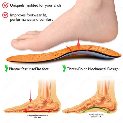 Orthotic Insole Leather Insoles for Flat Foot Arch Support 3