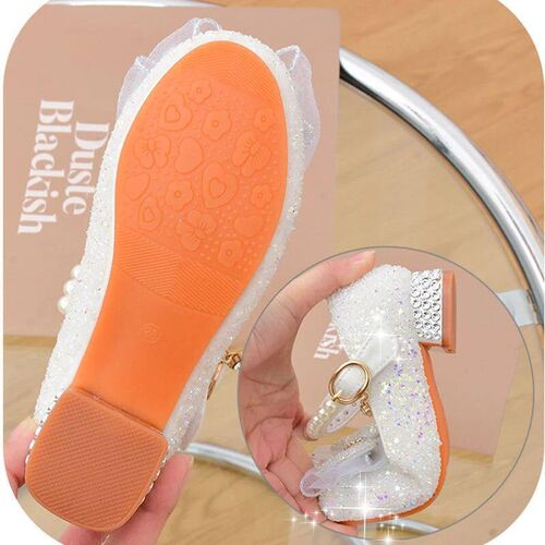 Glitter Girls Dress Shoe with Wedding Ceremony Party White