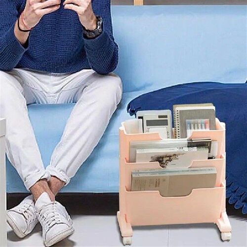 Rolling Uftility Book Cart 3-Layered Movable Book Storage