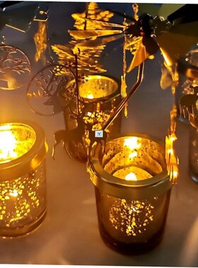 Gold Metal Candlestick Merry Christmas Table Decor For Home