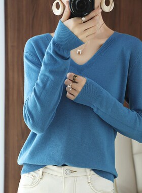 2021 autumn and winter new cashmere sweater V-neck pullover