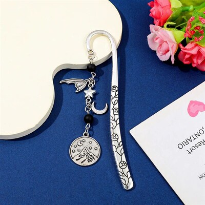 Charm Acotar Moon Bookmark - Fantasy Sun Star Silver Chain P