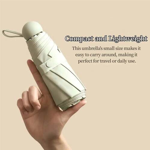 Folding Travel Umbrella 6 Ribs Lightweight Compact Pocket Um