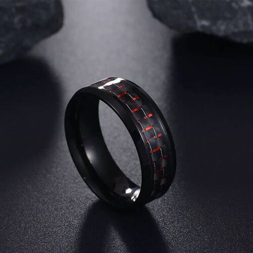 Domineering Man Ring Red Green Carbon Fiber Black Dragon Inl
