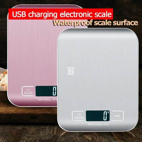 5kg/10kg Rechargeable Digital Kitchen Scale LCD Display Stai