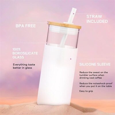 Tumbler Glass Water Bottle Iced Coffee Cup Smoothie Drinking