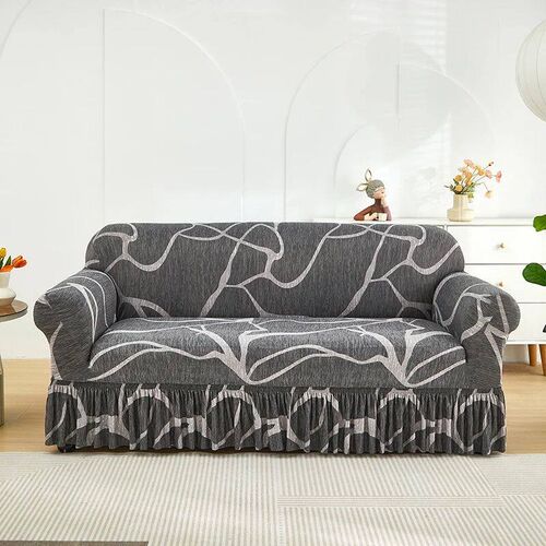 1pc Elastic Printed Sofa Slipver With Skirt Sofa ver Couch v