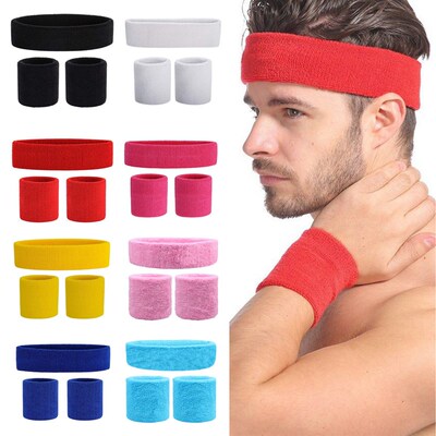 3PCs/set Mens Sports Headband Sweatband Sretch Elastic Outdo