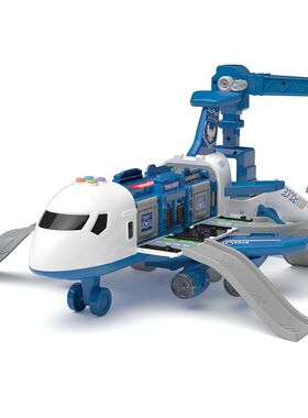 Large alloy airplane and car toys惯性变形飞机模型玩具