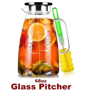 Glass Water Pitcher Iced Tea Carafe Jug for Juice Milk Cold