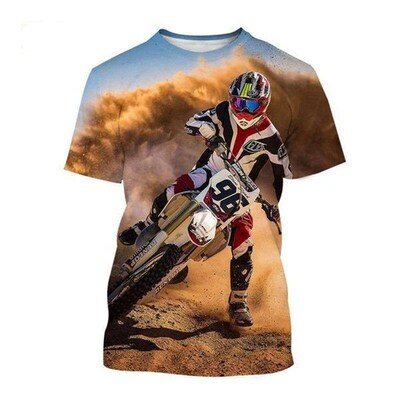 2024 New Mens Cool Motocross 3D Painted Short-sleeved T Shi