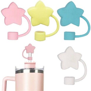 4Pcs Silicone Star Straw Covers 10mm Straw Tips Protectors