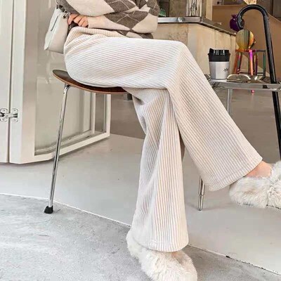 Spring new style temperament chenille elegant wide-leg pants